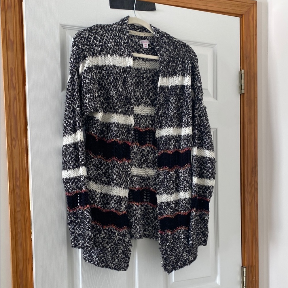 Women's Black and White Striped Sweater